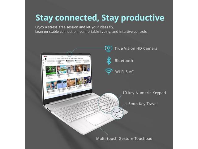 HP 15.6' FHD Laptop, Intel Core i3-1215U, 32GB DDR4 RAM, 2TB SSD, Intel UHD Graphics, Numeric Keypad, HD Camera, WiFi, Bluetooth, Windows 11,...