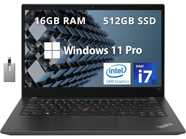 Lenovo Thinkpad T14s Gen 2 14.0' UHD Business Laptop, Intel Core i7-1165G7, 16GB RAM, 512GB SSD, Fingerprint Reader, Backlit Keyboard, WiFi 6E,...