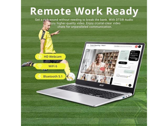Acer Chromebook 315 Laptop Intel Celeron N4500 15.6' Full HD IPS Display Intel UHD Graphics 4GB LPDDR4X 64GB eMMC Chrome OS,Silver