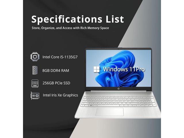 HP 15.6' FHD Business Laptop, Intel Core i5-1135G7, 8GB DDR4 RAM, 256GB PCIe SSD, Intel Iris Xe Graphics, Numpad, Webcam, Wi-Fi 5, Silver, Win 11...