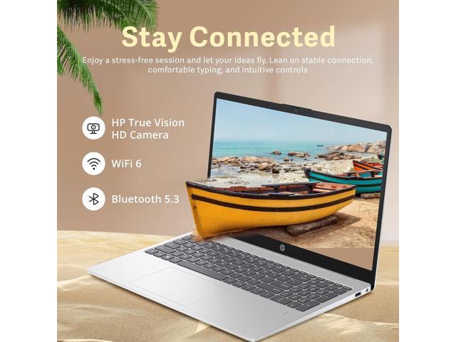 HP 15.6' Full HD Laptop, AMD Ryzen 5 7520U, 16GB DDR5 RAM, 512GB SSD, AMD Radeon Graphics, HD Camera, Wi-Fi 6, Win 11 Pro, Silver, 32GB Hotface USB...