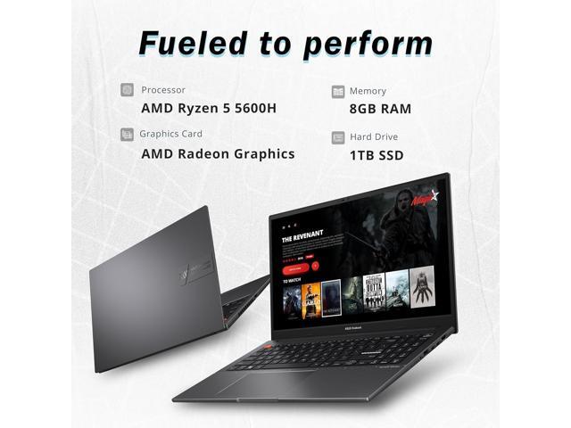 ASUS VivoBook S 15 Slim 15.6' FHD Laptop, AMD Ryzen 5 5600H, 8GB RAM, 1TB SSD, AMD Radeon Graphics, Backlit Keyboard, Webcam, Windows 11 Home,...