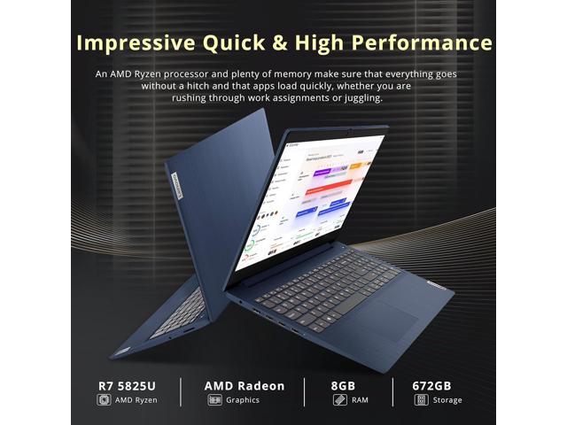 Lenovo IdeaPad 5 15.6' FHD Laptop, AMD Ryzen 7 5825U Processor, 8GB RAM, 672GB Storage(512GB SSD+160GB Docking Station Set), AMD Radeon Graphics,...