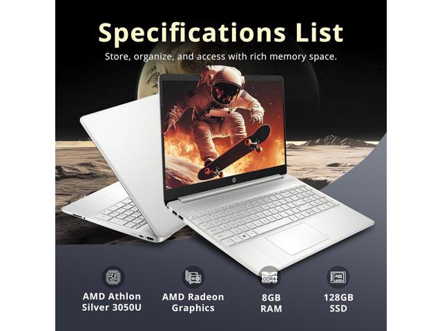 HP 15.6 FHD Laptop Computer, AMD Athlon Silver 3050U, 8GB DDR4 RAM, 128GB SSD, AMD Radeon Graphics, HD Webcam, HDMI, Office 365, Windows 10 S,...