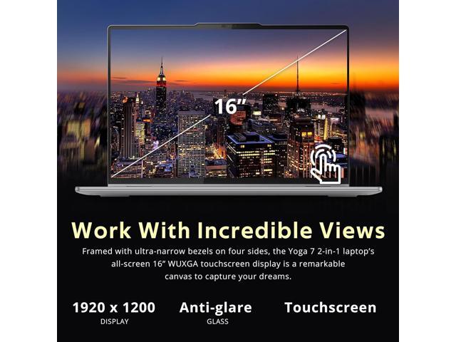 Lenovo Yoga 7 2-in-1 16' 2K Touchscreen Laptop, AMD Ryzen 7 8840HS, 16GB LPDDR5X, 1.28TB Storage (1TB SSD+288GB Docking Station Set), Backlit...