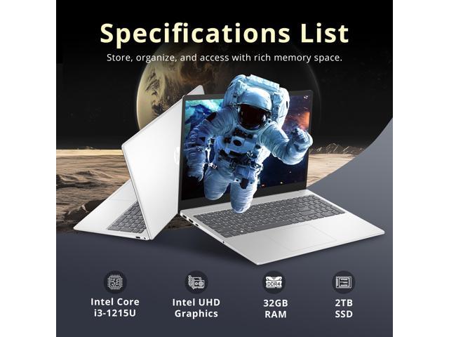 HP 15.6 HD Touchscreen Laptop, Intel Core i3-1215U Processor, 32GB RAM, 2TB PCIe SSD, Intel UHD Graphics, HD Webcam, Numpad, Wi-Fi 5, Bluetooth,...
