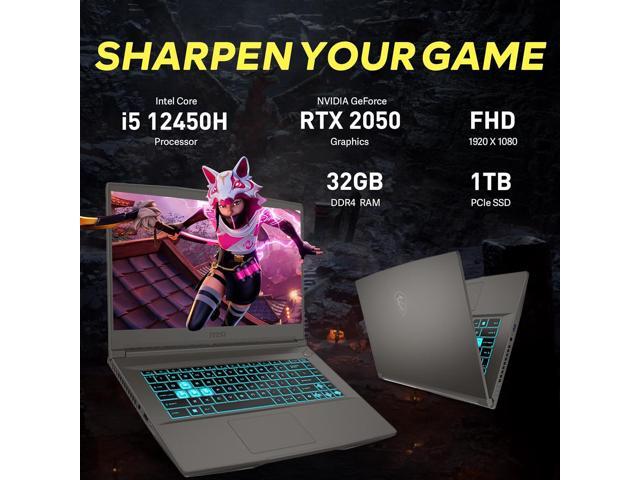 MSI Thin 15 15.6' FHD IPS 144Hz Gaming Laptop, Intel i5-12450H, 32GB RAM, 1TB PCIe SSD, NVIDIA GeForce RTX 2050, Backlit Keyboard, WIFI 6, Black,...