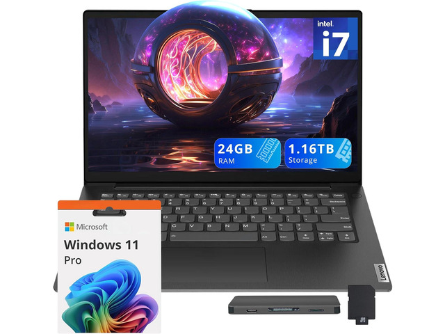 Lenovo V14 14' FHD Business Laptop, Intel i7-13620H, 24GB DDR4 RAM, 1.16TB Storage(1TB SSD+160GB Docking Station Set), Intel UHD Graphics, Wi-Fi 6,...