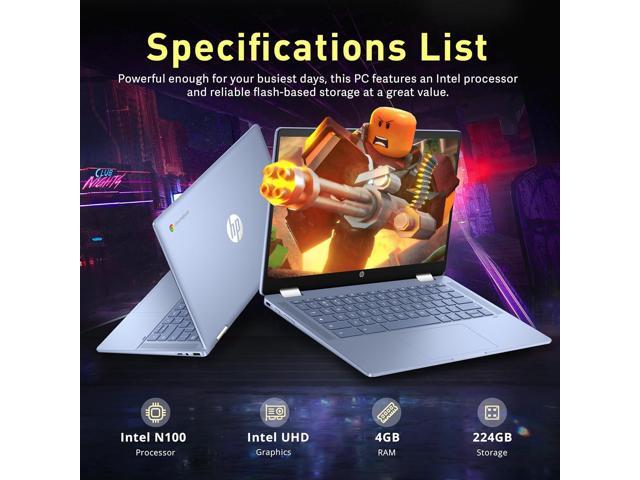 HP Chromebook x360 14' FHD Touchscreen Laptop, Intel Processor N100, 4GB RAM, 224GB Storage(64GB eMMC+160GB Docking Station Set), Intel UHD...