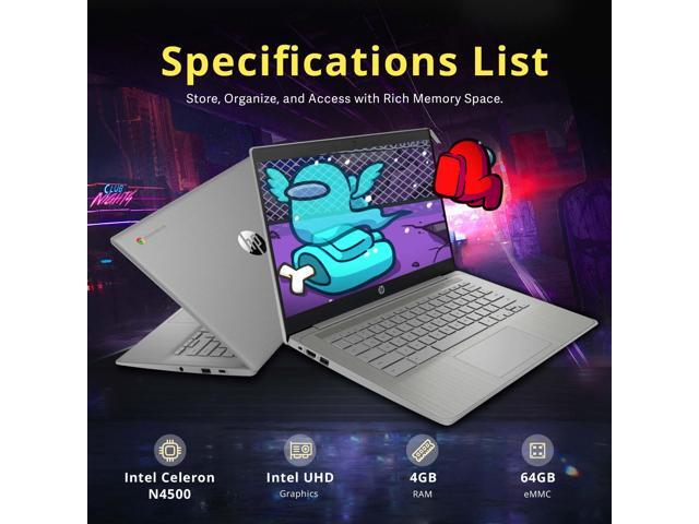 HP Chromebook 14' HD Laptop for Business & Students, Intel Celeron N4500, 4GB LPDDR4, 224GB Storage(64GB eMMC+160GB Docking Station), UHD Graphics,...