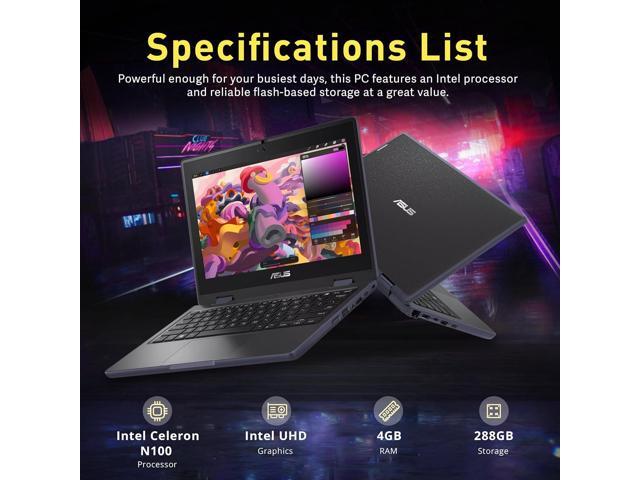 ASUS 11.6' HD Touchscreen 2-in-1 Laptop for Students, Intel Celeron N100, UHD Graphics, 4GB RAM, 288GB Storage(128GB SSD+160GB Docking Station...