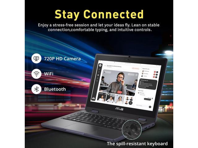 ASUS 11.6' HD Touchscreen 2-in-1 Laptop for Students, Intel Celeron N100, UHD Graphics, 4GB RAM, 288GB Storage(128GB SSD+160GB Docking Station...