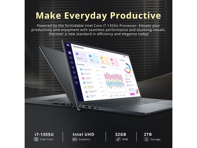 Dell Inspiron 15.6' FHD Touchscreen Laptop, Intel Core i7-1355U, 32GB RAM, 2TB Storage (1TB SSD+1TB Docking Station Set), Intel UHD Graphics,...