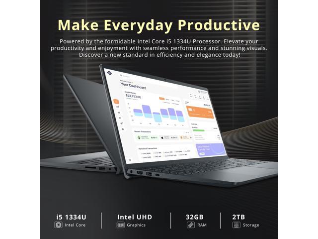 Dell 15.6'' FHD Touchscreen Laptop, Intel Core i5 1334U, 32GB RAM, 2TB Storage(1TB SSD + 1TB Docking Station Set), Intel UHD Graphics, Numeric...