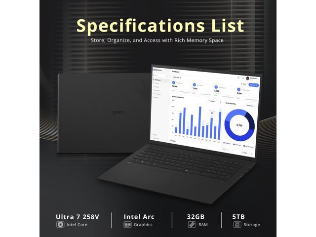LG Gram 17'' WQXGA Touchscreen Laptop, Intel Ultra 7 258V, 32GB RAM, 5TB Storage(4TB SSD + 1TB Docking Station Set), Intel Arc Graphics, Backlit...