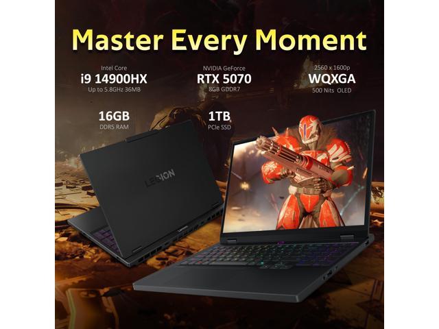Lenovo Legion 5 15.1' WQXGA 165Hz Gaming Laptop, Intel i9 14900HX, 16GB DDR5, 1TB PCIe SSD, NVIDIA GeForce RTX 5070, 24-Zone RGB Backlit Keyboard,...