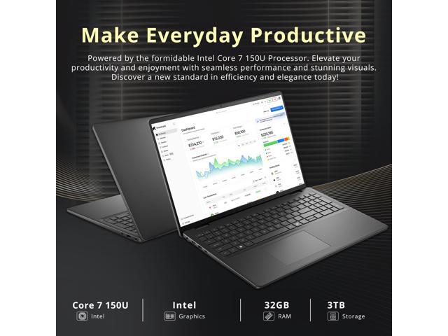 Dell 16' FHD+ Touchscreen Business Laptop, Intel Core 7 150U, 32GB RAM, 3TB Storage(2TB SSD+1TB Docking Station Set), Intel Graphics, Backlit...