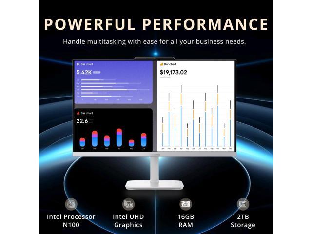 Lenovo A100 23.8' FHD All-in-One Desktop, Intel N100, 16GB RAM, 2TB Storage(1TB SSD+1TB Docking Station), Intel UHD Graphics, HD Webcam, Keyboard &...