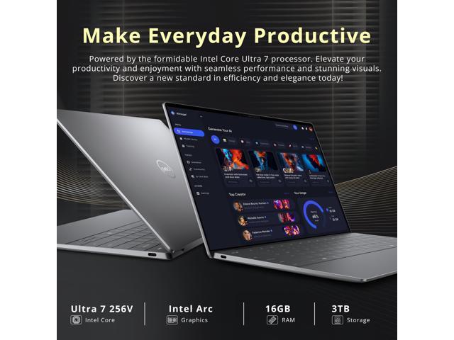 Dell XPS 13 13.4' FHD+ Laptop, Intel Core Ultra 7 256V, 16GB RAM, 3TB Storage(2TB SSD+1TB Docking Station Set), Intel Arc Graphics, Backlit...