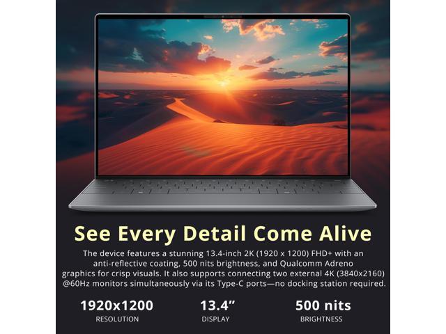 Dell XPS 13 13.4' FHD+ Laptop, Intel Core Ultra 7 256V, 16GB RAM, 2TB Storage(1TB SSD+1TB Docking Station Set), Intel Arc Graphics, Backlit...