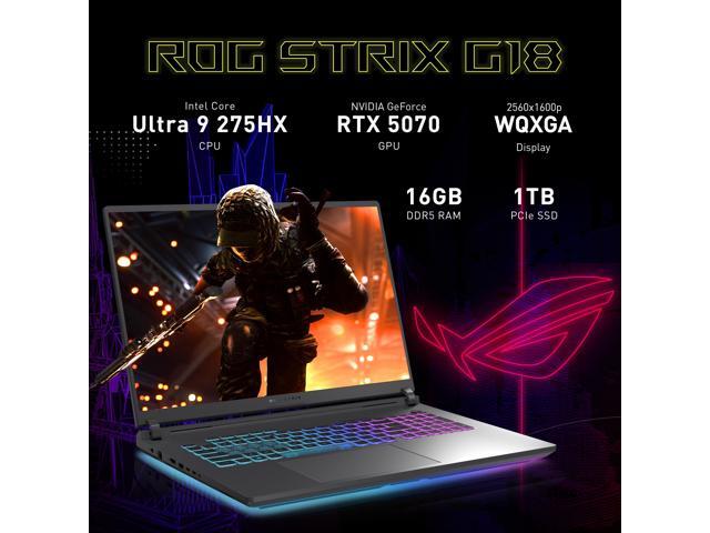 ASUS ROG Strix G18 18' WQXGA 240Hz Gaming Laptop, Intel Ultra 9 275HX, NVIDIA RTX 5070 8GB GDDR7, 16GB DDR5, 2TB Storage(1TB SSD+1TB Docking...