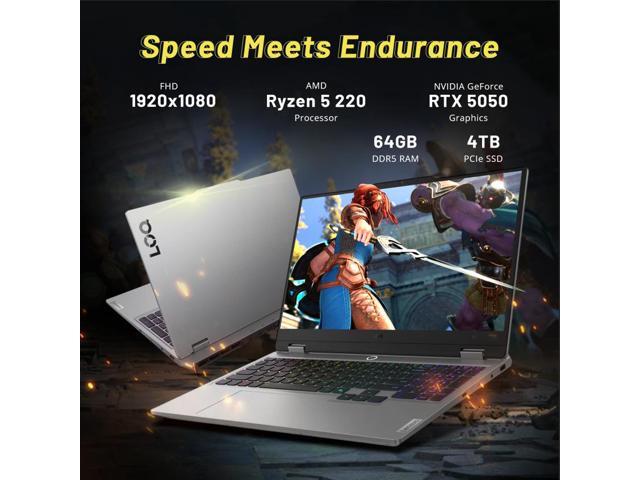 Lenovo LOQ 15.6' FHD 144Hz Gaming Laptop, AMD Ryzen 5 220, GeForce RTX 5050, 64GB DDR5, 5TB Storage (4TB SSD+1TB Docking Station Set), Backlit...