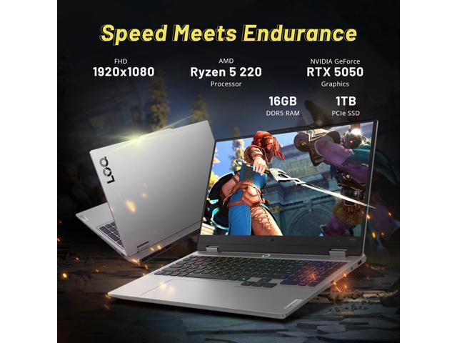 Lenovo LOQ 15.6' FHD 144Hz Gaming Laptop, AMD Ryzen 5 220, GeForce RTX 5050, 16GB DDR5, 1.5TB Storage (512GB SSD+1TB Docking Station Set), Backlit...