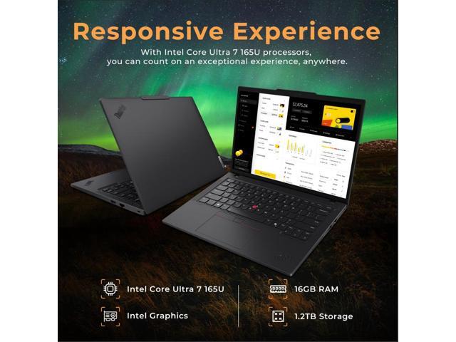 Lenovo ThinkPad T14 Gen 5 14' WUXGA Notebook, Intel Ultra 7 165U, vPro Technology, 16GB RAM, 1.2TB Storage (256GB SSD+1TB Docking Station Set),...
