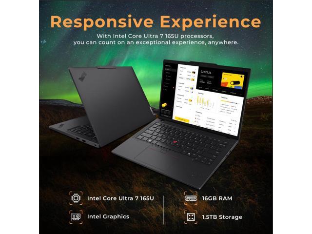 Lenovo ThinkPad T14 Gen 5 14' WUXGA Notebook, Intel Ultra 7 165U, vPro Technology, 16GB RAM, 1.5TB Storage (512GB SSD+1TB Docking Station Set),...