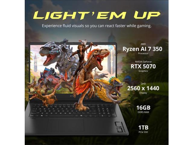 HP Omen 17.3' QHD 240Hz Gaming Laptop, AMD Ryzen AI 7 350, 16GB DDR5, 2TB Storage(1TB SSD+1TB Docking Station Set), GeForce RTX 5070, RGB Backlit...