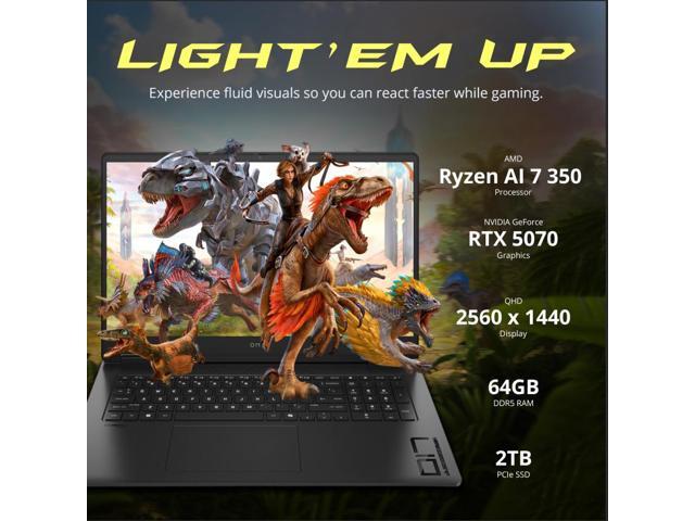 HP Omen 17.3' QHD 240Hz Gaming Laptop, AMD Ryzen AI 7 350, 64GB DDR5, 3TB Storage(2TB SSD+1TB Docking Station Set), GeForce RTX 5070, RGB Backlit...