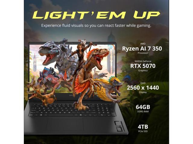 HP Omen 17.3' QHD 240Hz Gaming Laptop, AMD Ryzen AI 7 350, 64GB DDR5, 5TB Storage(4TB SSD+1TB Docking Station Set), GeForce RTX 5070, RGB Backlit...