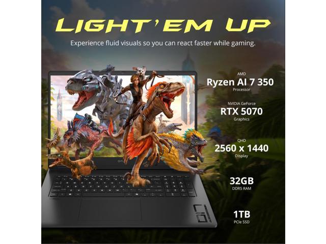 HP Omen 17.3' QHD 240Hz Gaming Laptop, AMD Ryzen AI 7 350, 32GB DDR5, 2TB Storage(1TB SSD+1TB Docking Station Set), GeForce RTX 5070, RGB Backlit...