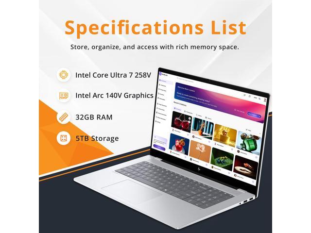 HP OmniBook X 17.3' FHD Touchscreen Laptop, Intel Core Ultra 7 258V, 32GB RAM, 5TB Storage(4TB SSD+1TB Docking Station Set), Intel Arc 140V,...