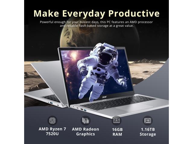 Acer Aspire 3 15.6' FHD Touchscreen Laptop, AMD Ryzen 5 7520U, 16GB DDR5, 1.16TB Storage(1TB SSD + 160GB Docking Station Set), AMD Radeon Graphics,...