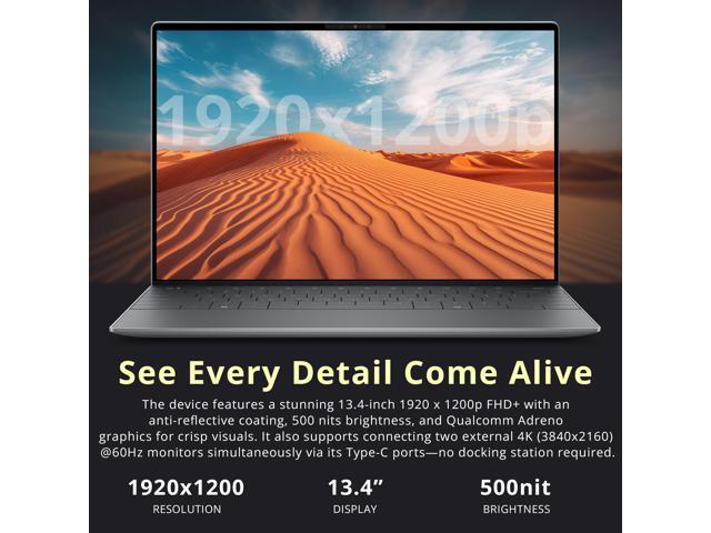 Dell XPS 13 9345 13.4' FHD+ Laptop, Snapdragon X Elite X1E-80-100, 16GB DDR5, 1.5TB Storage(512GB SSD+1TB Docking Station Set), Qualcomm Adreno,...
