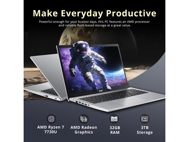 Acer Aspire Go 15 15.6' FHD Laptop, AMD Ryzen 7 7730U, 32GB RAM, 3TB Storage(2TB+1TB Docking Station Set), AMD Radeon Graphics, Numeric Keypad,...
