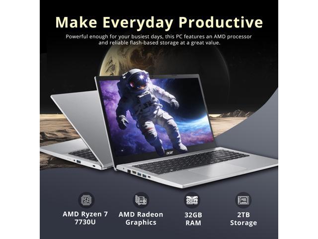 Acer Aspire Go 15 15.6' FHD Laptop, AMD Ryzen 7 7730U, 32GB RAM, 2TB Storage(1TB+1TB Docking Station Set), AMD Radeon Graphics, Numeric Keypad,...