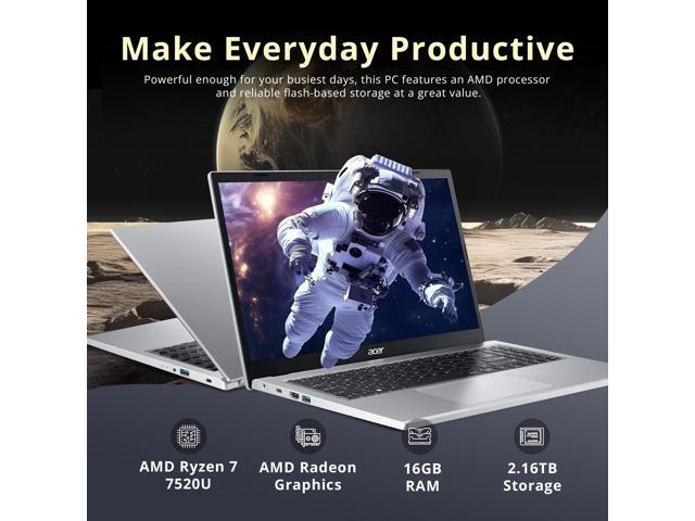 Acer Aspire 3 15.6' FHD Touchscreen Laptop, AMD Ryzen 5 7520U, 16GB DDR5, 2.16TB Storage(2TB SSD + 160GB Docking Station Set), AMD Radeon Graphics,...
