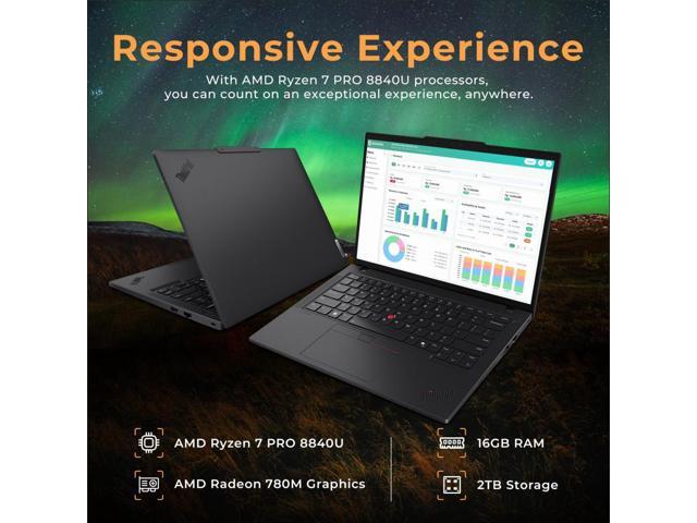 Lenovo ThinkPad T14 Gen 5 14' WUXGA Laoptop, Ryzen 7 PRO 8840U, 16GB DDR5, 2TB Storage (1TB SSD+1TB Docking Station), AMD Radeon 780M, Copilot+PC,...