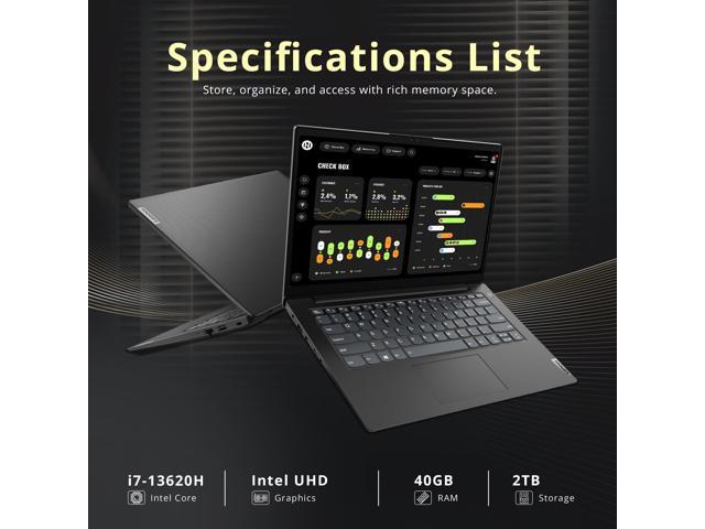 Lenovo V14 G4 14' FHD Laoptop, Intel Core i7-13620H, 40GB DDR4, 2TB Storage (1TB SSD+1TB Docking Station Set), Intel UHD Graphics, 720p HD Camera,...