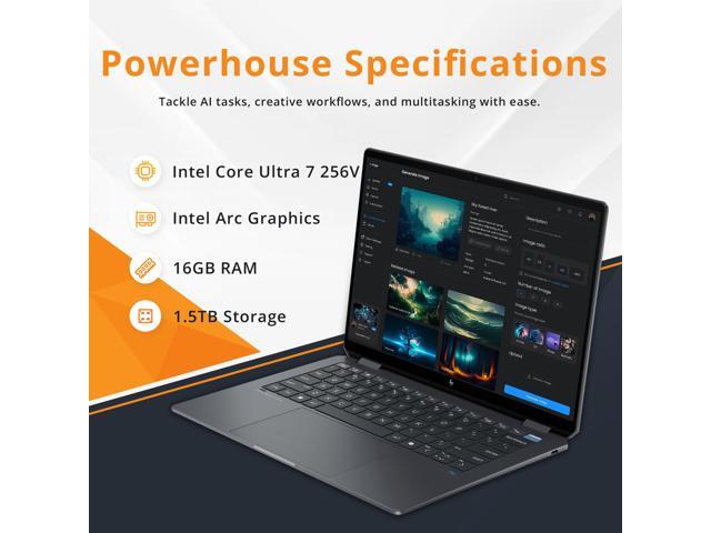 HP OmniBook Ultra Flip 14' 3K 2-in-1 Touchscreen Laptop, Intel Core Ultra 7 256V, 16GB RAM, 1.5TB Storage(512GB SSD+1TB Docking Station), Intel Arc...