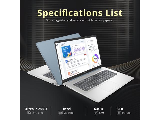 HP 17.3' HD+ Touchscreen Laptop, Intel Ultra 7 255U, 64GB RAM, 3TB Storage (2TB SSD+1TB Docking Station Set), Intel Graphics, Numeric Keypad,...