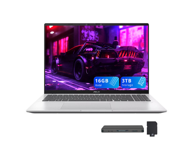 ASUS Vivobook 16' WUXGA Laptop, Snapdragon X-X126100, 16GB LPDDR5X, 3TB Storage (2TB SSD+1TB Docking Station), Qualcomm Adreno Graphics, Backlit...
