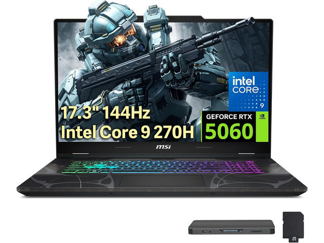 msi Cyborg 17 17.3' FHD 144Hz Gaming Laptop, Intel Core 9-270H, NVIDIA GeForce RTX 5060, 32GB DDR5, 3TB Storage(2TB SSD+1TB Docking Station Set),...