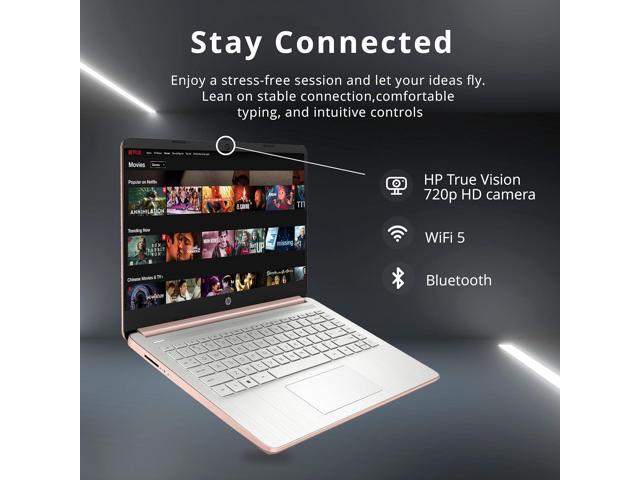 HP Stream 14' HD BrightView Laptop, Intel Celeron N4120, 4GB RAM, 64GB eMMC, Intel UHD Graphics, 720p Webcam, 1 Year Office 365, Rose Gold, Win 11...