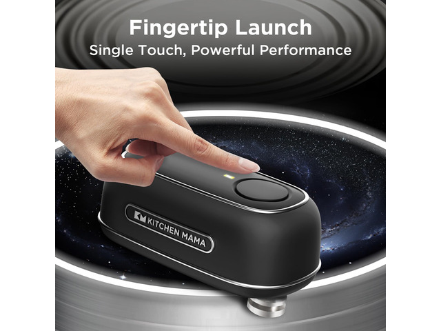 Kitchen Mama Orbit One Rechargeable Can Opener: Hands-Free, USB-C Charging, Auto Shut-Off, Smooth Edge, Professional Blade for Large Cans, with...