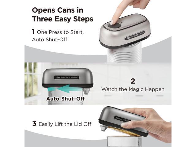 Kitchen Mama Orbit One Stainless Steel Rechargeable Can Opener: Hands-free Operation, USB-C Charging, Automatic Shut-off, Smooth-edge Cutting,...