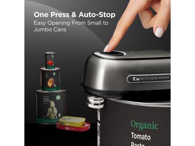 Kitchen Mama Orbit One Stainless Steel Rechargeable Can Opener: Hands-free Operation, USB-C Charging, Automatic Shut-off, Smooth-edge Cutting,...