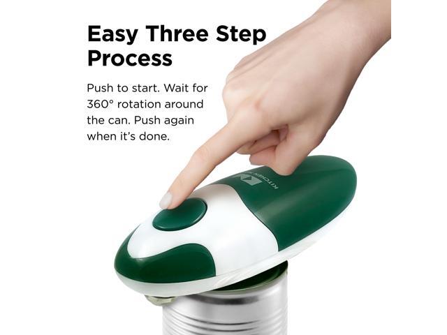 Kitchen Mama Electric Can Opener 2.0: Upgraded Blade Opens Any Can Shape - No Sharp Edge, Food-Safe, Handy with Lid Lift, Battery Operated Handheld...